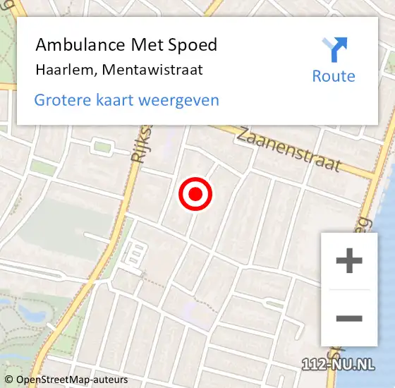 Locatie op kaart van de 112 melding: Ambulance Met Spoed Naar Haarlem, Mentawistraat op 25 september 2021 18:18