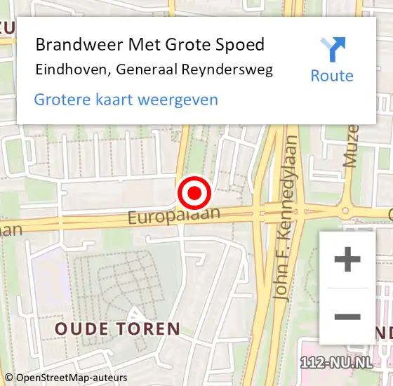 Locatie op kaart van de 112 melding: Brandweer Met Grote Spoed Naar Eindhoven, Generaal Reyndersweg op 25 september 2021 18:28