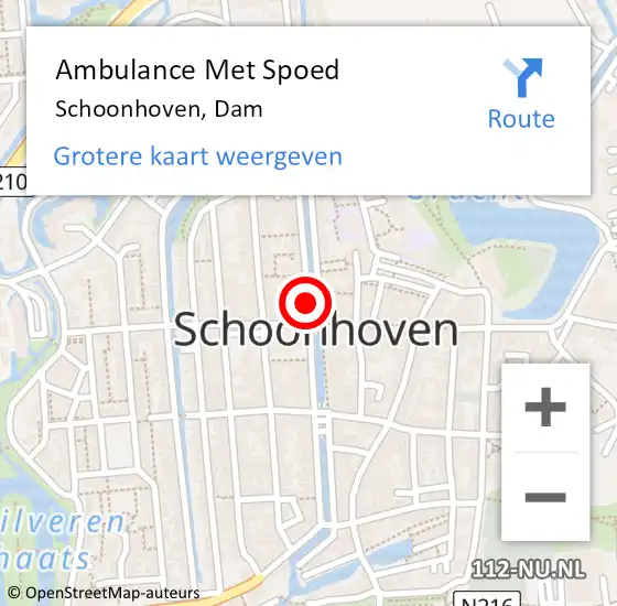 Locatie op kaart van de 112 melding: Ambulance Met Spoed Naar Schoonhoven, Dam op 25 september 2021 18:52