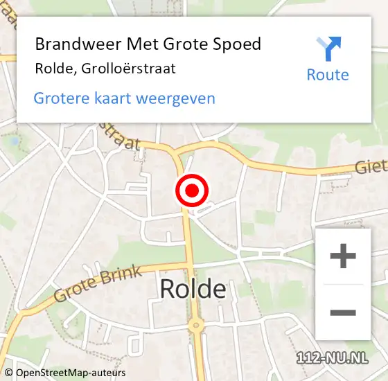 Locatie op kaart van de 112 melding: Brandweer Met Grote Spoed Naar Rolde, Grolloërstraat op 25 september 2021 19:00