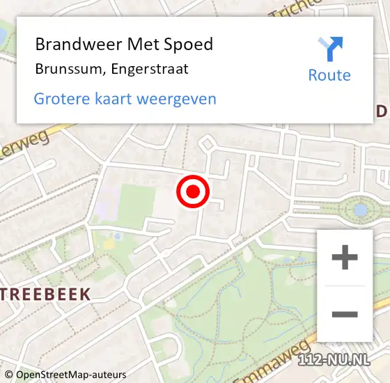 Locatie op kaart van de 112 melding: Brandweer Met Spoed Naar Brunssum, Engerstraat op 25 september 2021 19:03