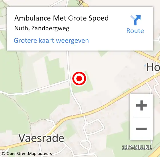 Locatie op kaart van de 112 melding: Ambulance Met Grote Spoed Naar Nuth, Zandbergweg op 24 juni 2014 03:56