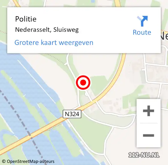 Locatie op kaart van de 112 melding: Politie Nederasselt, Sluisweg op 25 september 2021 19:13