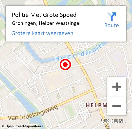 Locatie op kaart van de 112 melding: Politie Met Grote Spoed Naar Groningen, Helper Westsingel op 25 september 2021 19:15