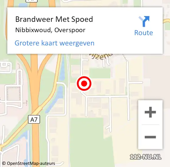 Locatie op kaart van de 112 melding: Brandweer Met Spoed Naar Nibbixwoud, Overspoor op 25 september 2021 19:20