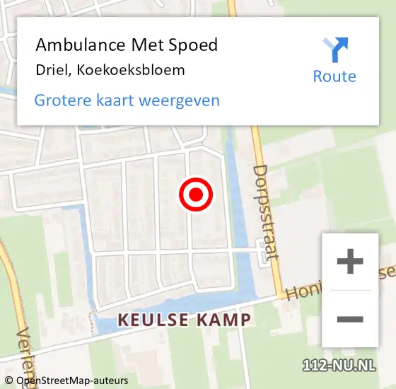 Locatie op kaart van de 112 melding: Ambulance Met Spoed Naar Driel, Koekoeksbloem op 25 september 2021 19:35
