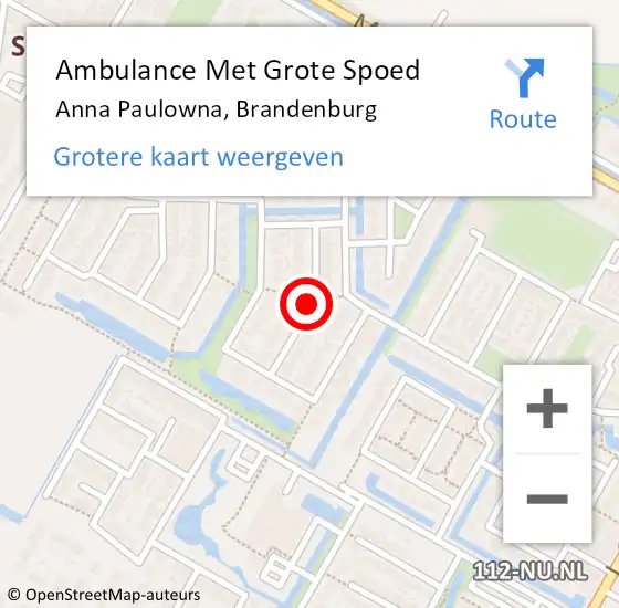 Locatie op kaart van de 112 melding: Ambulance Met Grote Spoed Naar Anna Paulowna, Brandenburg op 25 september 2021 19:36