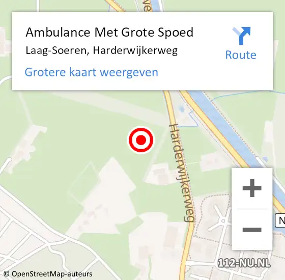 Locatie op kaart van de 112 melding: Ambulance Met Grote Spoed Naar Laag-Soeren, Harderwijkerweg op 25 september 2021 19:40