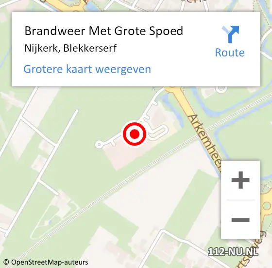 Locatie op kaart van de 112 melding: Brandweer Met Grote Spoed Naar Nijkerk, Blekkerserf op 25 september 2021 19:50