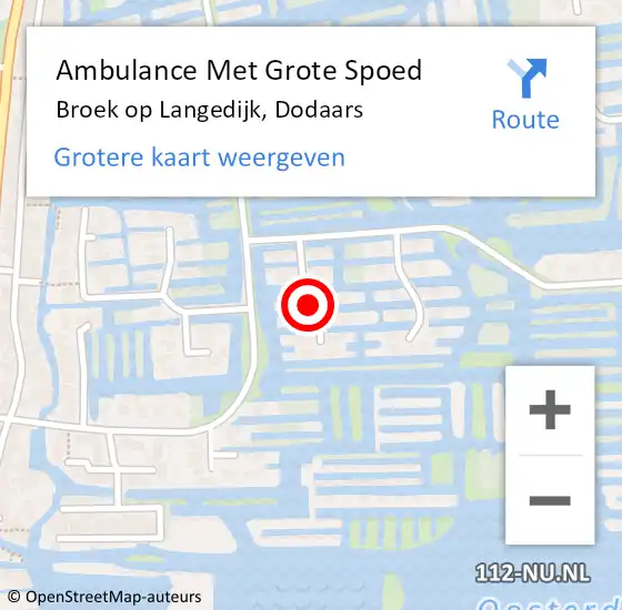 Locatie op kaart van de 112 melding: Ambulance Met Grote Spoed Naar Broek op Langedijk, Dodaars op 25 september 2021 19:58