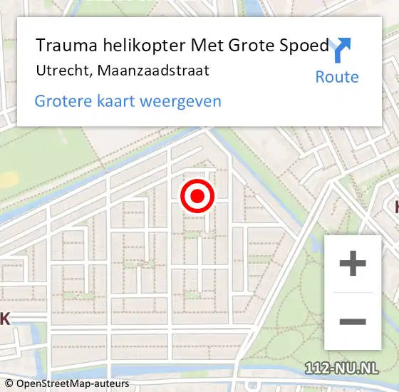 Locatie op kaart van de 112 melding: Trauma helikopter Met Grote Spoed Naar Utrecht, Maanzaadstraat op 25 september 2021 19:59