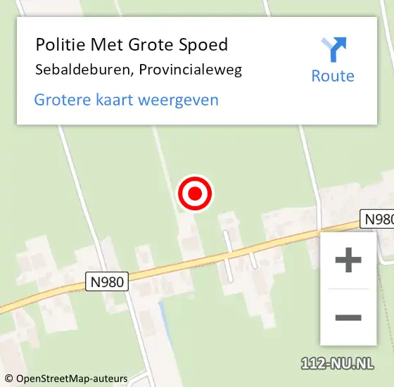 Locatie op kaart van de 112 melding: Politie Met Grote Spoed Naar Sebaldeburen, Provincialeweg op 25 september 2021 20:06