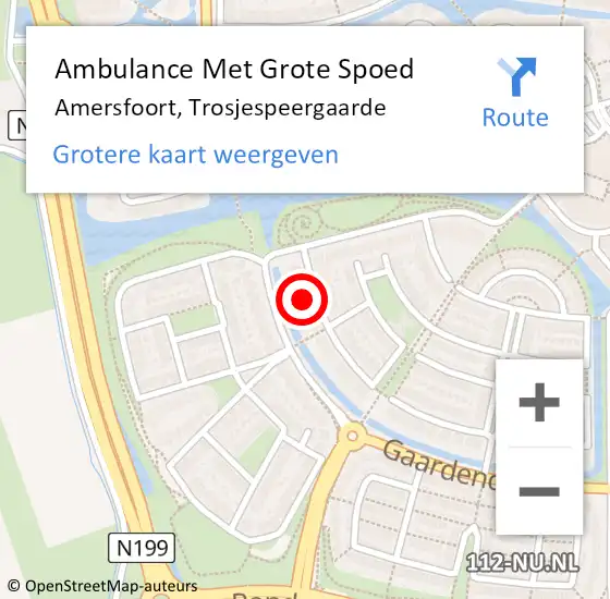 Locatie op kaart van de 112 melding: Ambulance Met Grote Spoed Naar Amersfoort, Trosjespeergaarde op 24 juni 2014 04:18