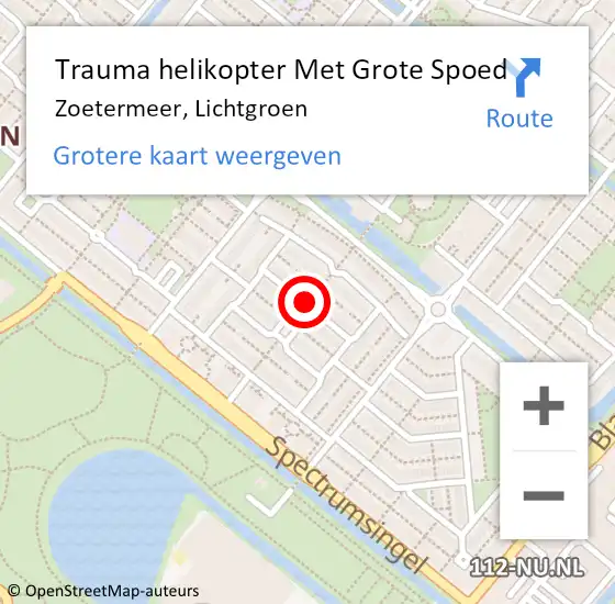 Locatie op kaart van de 112 melding: Trauma helikopter Met Grote Spoed Naar Zoetermeer, Lichtgroen op 25 september 2021 20:13