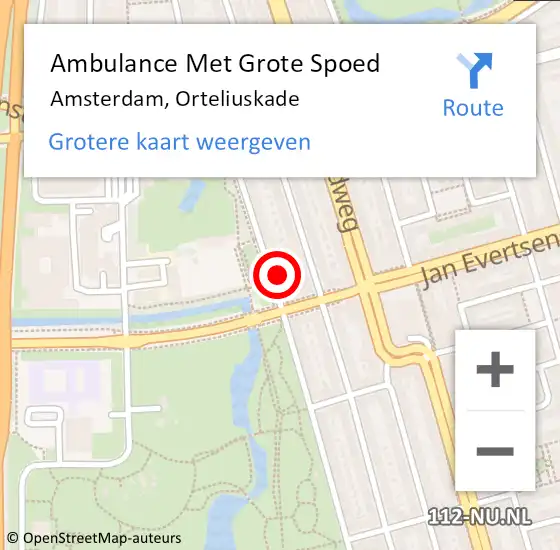 Locatie op kaart van de 112 melding: Ambulance Met Grote Spoed Naar Amsterdam, Orteliuskade op 25 september 2021 20:33