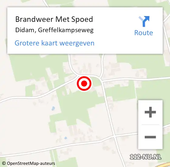 Locatie op kaart van de 112 melding: Brandweer Met Spoed Naar Didam, Greffelkampseweg op 25 september 2021 20:37