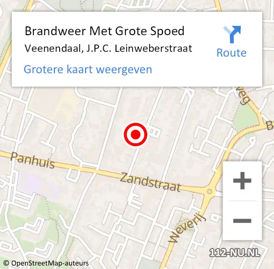 Locatie op kaart van de 112 melding: Brandweer Met Grote Spoed Naar Veenendaal, J.P.C. Leinweberstraat op 25 september 2021 20:42