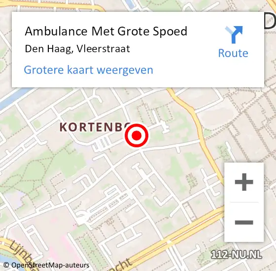 Locatie op kaart van de 112 melding: Ambulance Met Grote Spoed Naar Den Haag, Vleerstraat op 25 september 2021 21:00