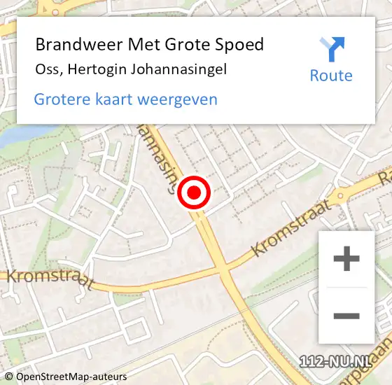 Locatie op kaart van de 112 melding: Brandweer Met Grote Spoed Naar Oss, Hertogin Johannasingel op 25 september 2021 21:13