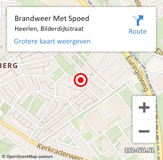 Locatie op kaart van de 112 melding: Brandweer Met Spoed Naar Heerlen, Bilderdijkstraat op 25 september 2021 21:19