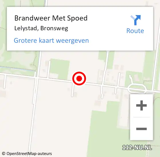 Locatie op kaart van de 112 melding: Brandweer Met Spoed Naar Lelystad, Bronsweg op 25 september 2021 21:36