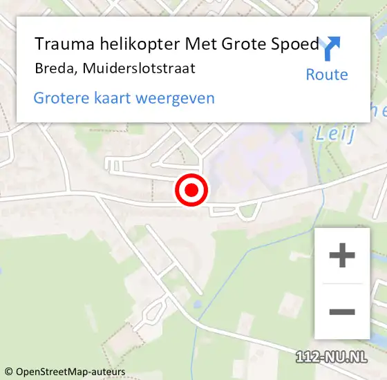 Locatie op kaart van de 112 melding: Trauma helikopter Met Grote Spoed Naar Breda, Muiderslotstraat op 25 september 2021 21:36