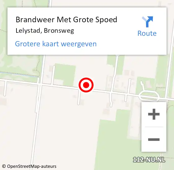 Locatie op kaart van de 112 melding: Brandweer Met Grote Spoed Naar Lelystad, Bronsweg op 25 september 2021 21:39