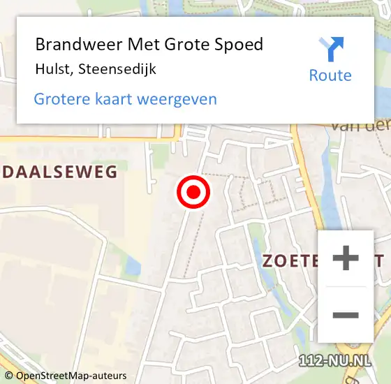 Locatie op kaart van de 112 melding: Brandweer Met Grote Spoed Naar Hulst, Steensedijk op 25 september 2021 21:49