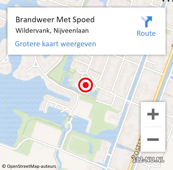 Locatie op kaart van de 112 melding: Brandweer Met Spoed Naar Wildervank, Nijveenlaan op 25 september 2021 21:52