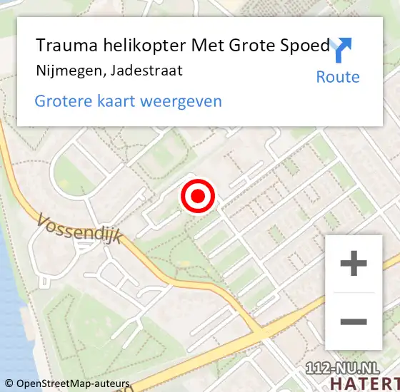 Locatie op kaart van de 112 melding: Trauma helikopter Met Grote Spoed Naar Nijmegen, Jadestraat op 25 september 2021 22:17