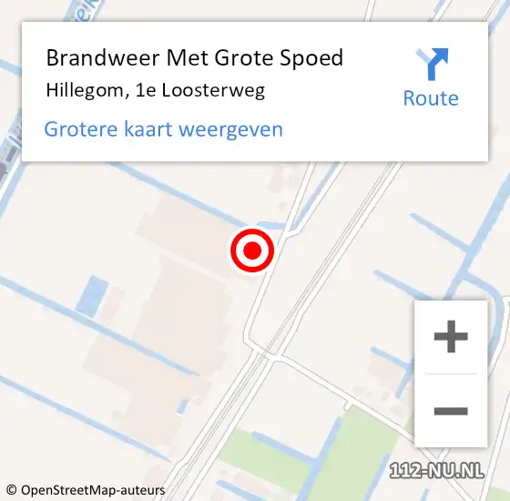 Locatie op kaart van de 112 melding: Brandweer Met Grote Spoed Naar Hillegom, 1e Loosterweg op 25 september 2021 22:25