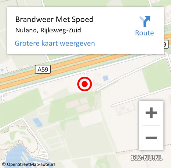 Locatie op kaart van de 112 melding: Brandweer Met Spoed Naar Nuland, Rijksweg-Zuid op 25 september 2021 22:25