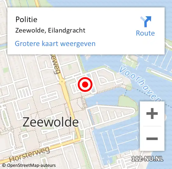 Locatie op kaart van de 112 melding: Politie Zeewolde, Eilandgracht op 25 september 2021 22:32