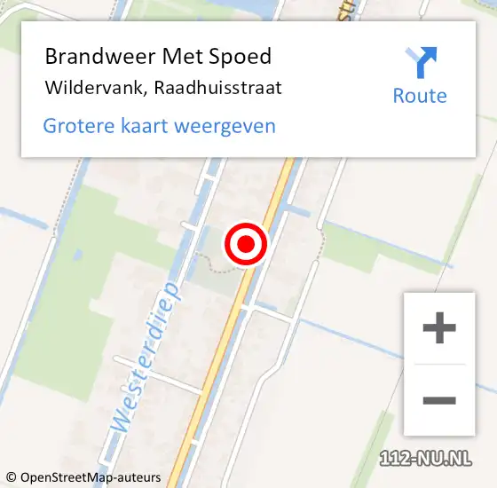 Locatie op kaart van de 112 melding: Brandweer Met Spoed Naar Wildervank, Raadhuisstraat op 25 september 2021 22:41