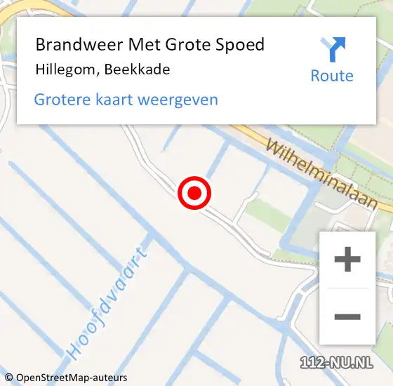 Locatie op kaart van de 112 melding: Brandweer Met Grote Spoed Naar Hillegom, Beekkade op 25 september 2021 22:42