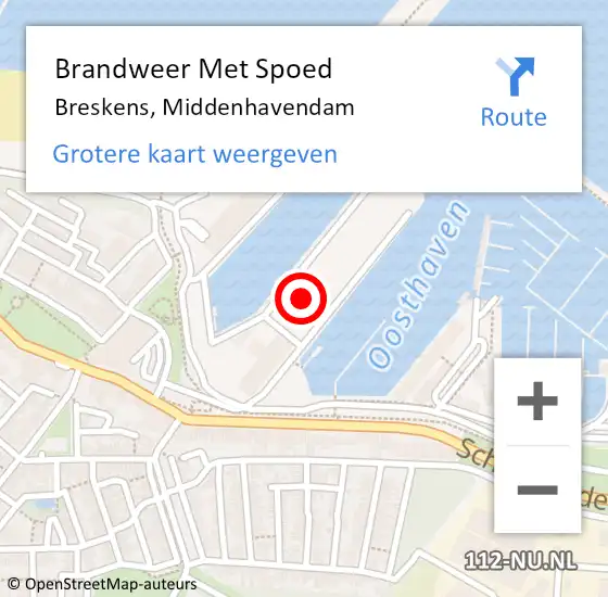 Locatie op kaart van de 112 melding: Brandweer Met Spoed Naar Breskens, Middenhavendam op 25 september 2021 22:43