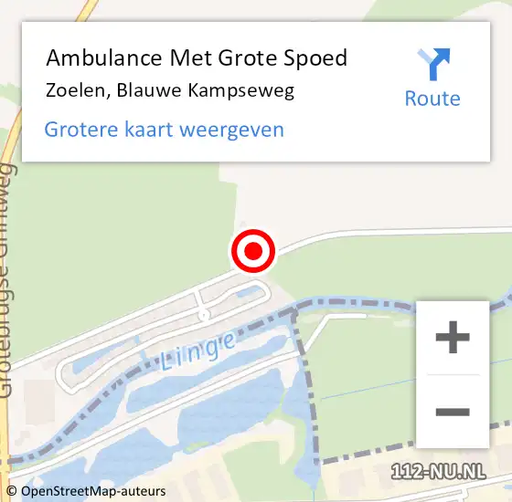 Locatie op kaart van de 112 melding: Ambulance Met Grote Spoed Naar Zoelen, Blauwe Kampseweg op 25 september 2021 22:56