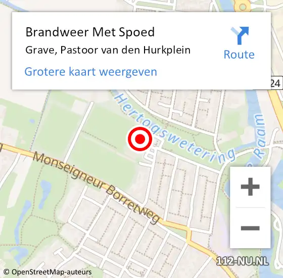 Locatie op kaart van de 112 melding: Brandweer Met Spoed Naar Grave, Pastoor van den Hurkplein op 25 september 2021 22:57