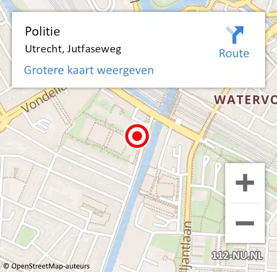Locatie op kaart van de 112 melding: Politie Utrecht, Jutfaseweg op 25 september 2021 23:53
