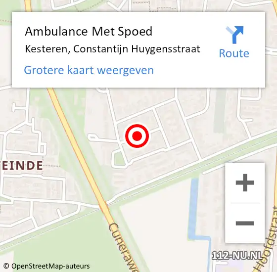 Locatie op kaart van de 112 melding: Ambulance Met Spoed Naar Kesteren, Constantijn Huygensstraat op 26 september 2021 00:01