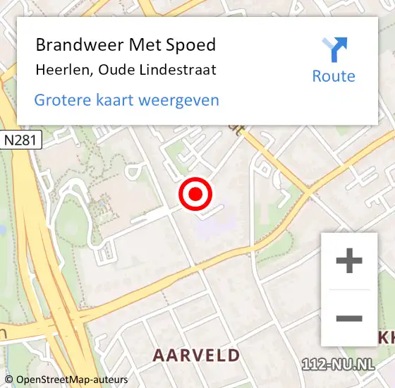 Locatie op kaart van de 112 melding: Brandweer Met Spoed Naar Heerlen, Oude Lindestraat op 26 september 2021 00:30