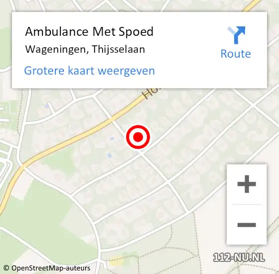 Locatie op kaart van de 112 melding: Ambulance Met Spoed Naar Wageningen, Thijsselaan op 26 september 2021 00:33