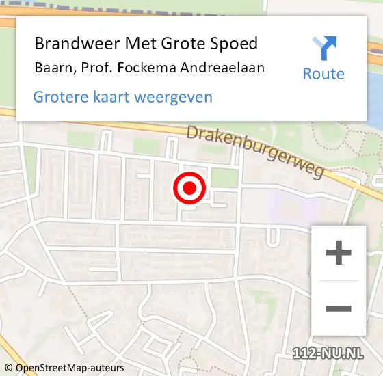 Locatie op kaart van de 112 melding: Brandweer Met Grote Spoed Naar Baarn, Prof. Fockema Andreaelaan op 26 september 2021 00:40