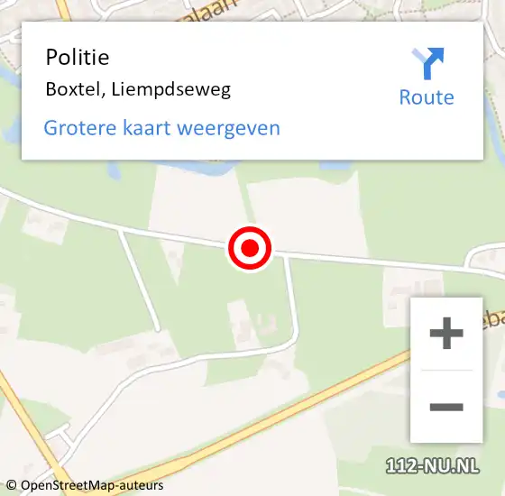 Locatie op kaart van de 112 melding: Politie Boxtel, Liempdseweg op 26 september 2021 00:45