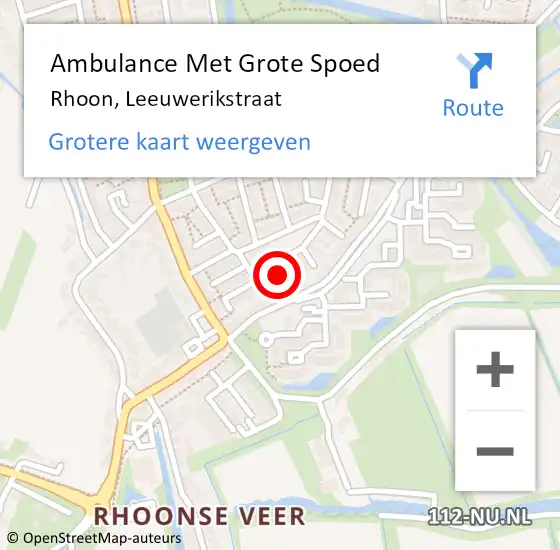 Locatie op kaart van de 112 melding: Ambulance Met Grote Spoed Naar Rhoon, Leeuwerikstraat op 26 september 2021 01:17