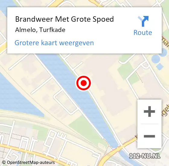 Locatie op kaart van de 112 melding: Brandweer Met Grote Spoed Naar Almelo, Turfkade op 26 september 2021 01:46