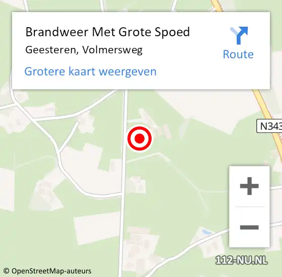 Locatie op kaart van de 112 melding: Brandweer Met Grote Spoed Naar Geesteren, Volmersweg op 26 september 2021 02:07