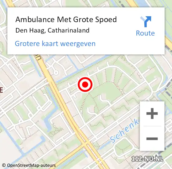 Locatie op kaart van de 112 melding: Ambulance Met Grote Spoed Naar Den Haag, Catharinaland op 26 september 2021 02:10