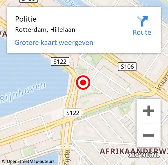 Locatie op kaart van de 112 melding: Politie Rotterdam, Hillelaan op 26 september 2021 02:26