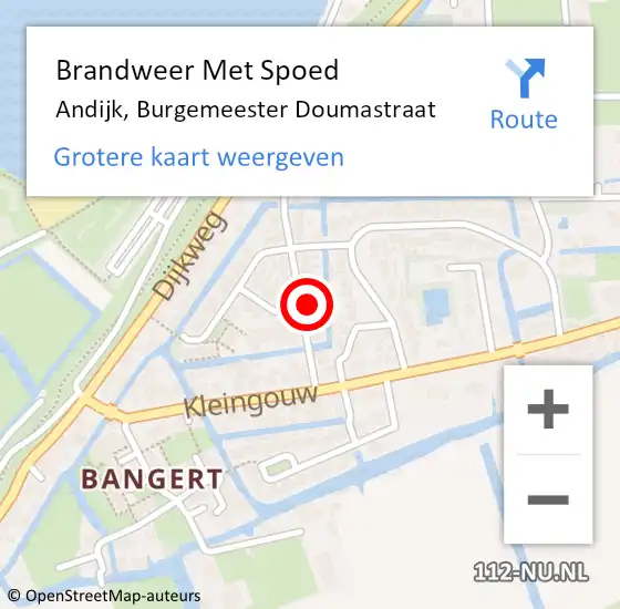 Locatie op kaart van de 112 melding: Brandweer Met Spoed Naar Andijk, Burgemeester Doumastraat op 26 september 2021 03:43